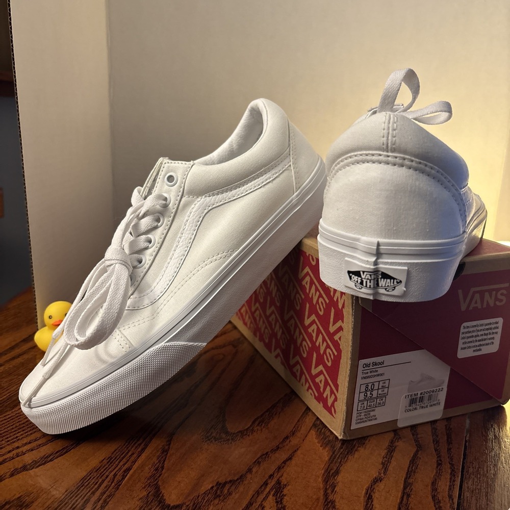 VANS Old Skool Canvas White Low Top Lace-Up Mens8-W9.5 NIB shoes